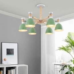 Nordic Macaron Pendelljus Creative Wood Chandelier