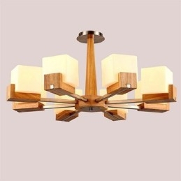 Nordic Wood Pendelljus Glas Lampskärm Ljuskrona
