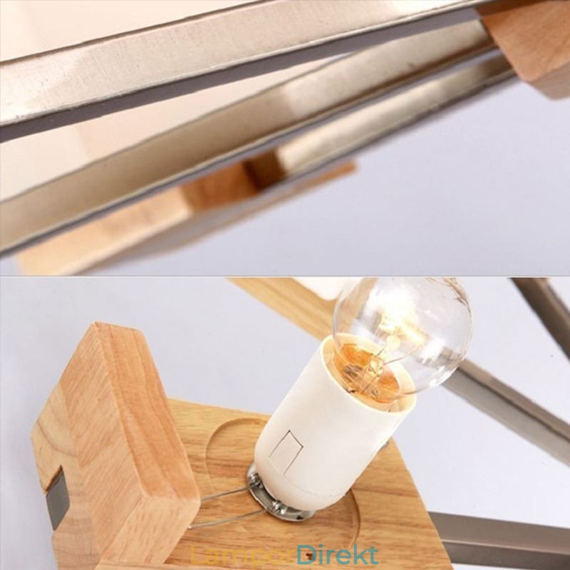 Nordic Wood Pendelljus Glas Lampskärm Ljuskrona