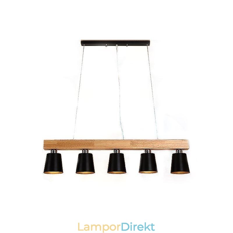 Nordic Wood Ljuskrona Unik Rak Pendel Light Cafe