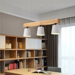 Nordic Wood Ljuskrona Unik Rak Pendel Light Cafe