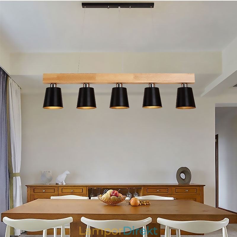 Nordic Wood Ljuskrona Unik Rak Pendel Light Cafe