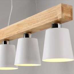 Nordic Wood Ljuskrona Unik Rak Pendel Light Cafe