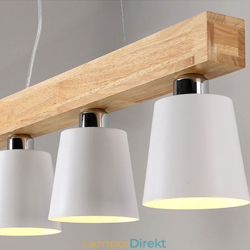 Nordic Wood Ljuskrona Unik Rak Pendel Light Cafe