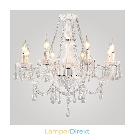 Ljuskrona Vit Kristall Modern Living 8 Lampor Ljuskrona Vit Kristall Modern Living 8 Lampor