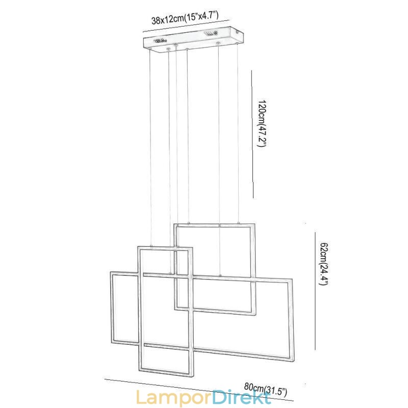 Nordic Pendellampa Geometrisk Fyrkantig Pendellampa