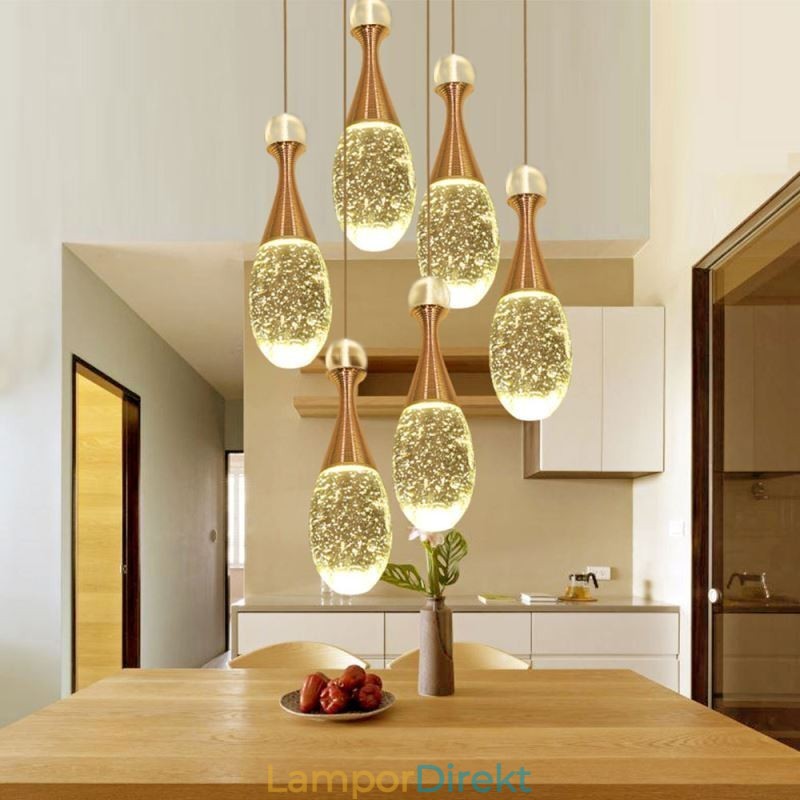Seeded Glass Teardop Cluster Pendel Lighting
