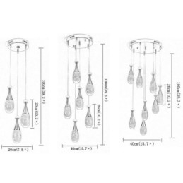 Seeded Glass Teardop Cluster Pendel Lighting