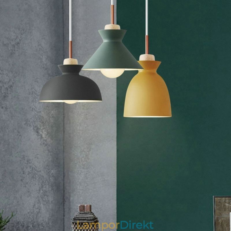 Pendellampa Nordic Metal Dome Macaron Colors Lamp Light