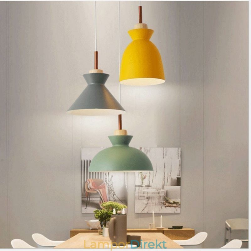 Pendellampa Nordic Metal Dome Macaron Colors Lamp Light