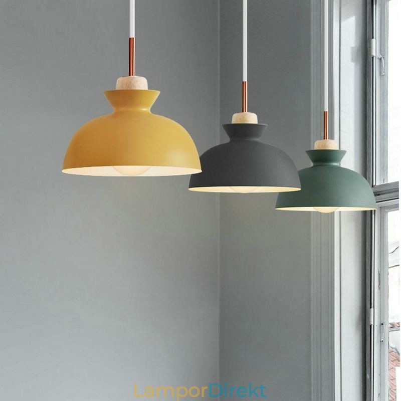 Pendellampa Nordic Metal Dome Macaron Colors Lamp Light
