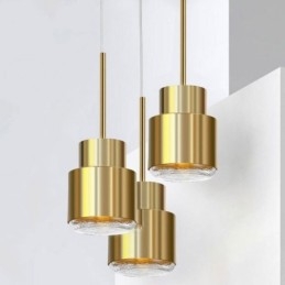 Postmodern Glas Pendellampa Gyllene Cylinder Lampa Bright Lighting Light
