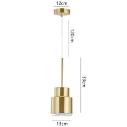 Postmodern Glas Pendellampa Gyllene Cylinder Lampa Bright Lighting Light