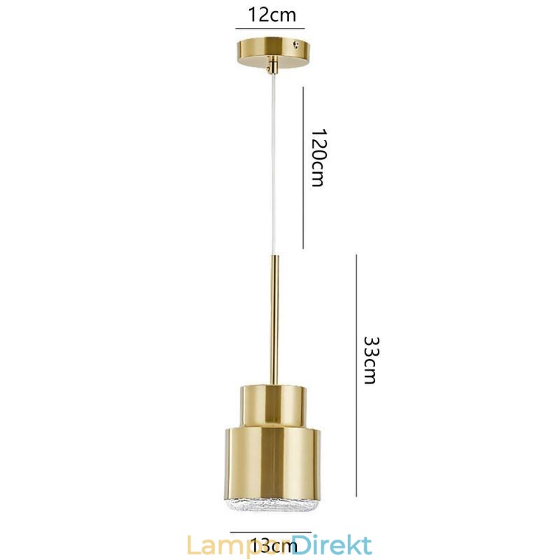 Postmodern Glas Pendellampa Gyllene Cylinder Lampa Bright Lighting Light