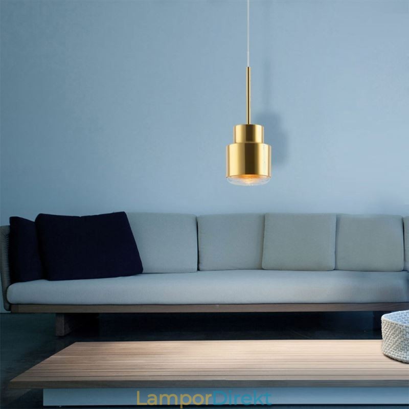 Postmodern Glas Pendellampa Gyllene Cylinder Lampa Bright Lighting Light