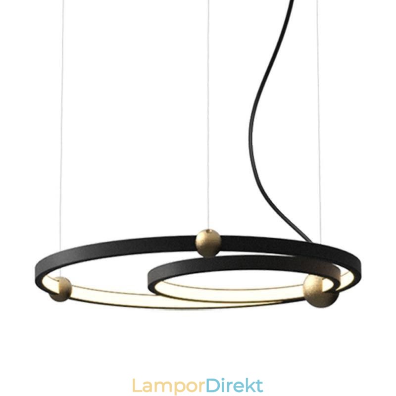 Cirkel Taklampa Svart 2 Ringar