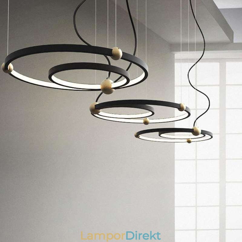 Cirkel Taklampa Svart 2 Ringar