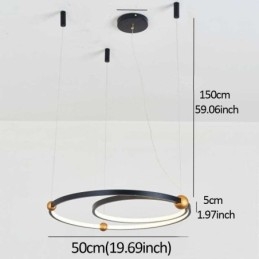 Cirkel Taklampa Svart 2 Ringar