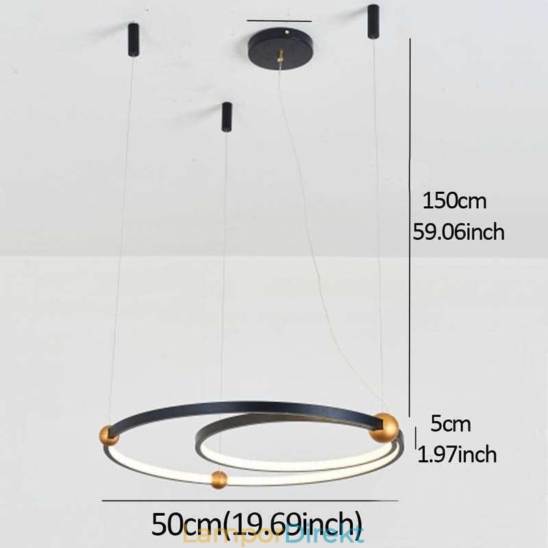 Cirkel Taklampa Svart 2 Ringar