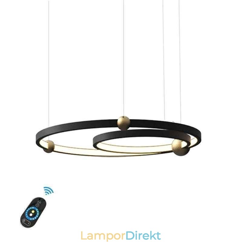 Cirkel Taklampa Svart 2 Ringar