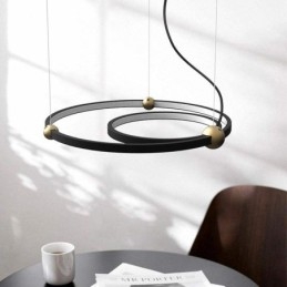 Cirkel Taklampa Svart 2 Ringar