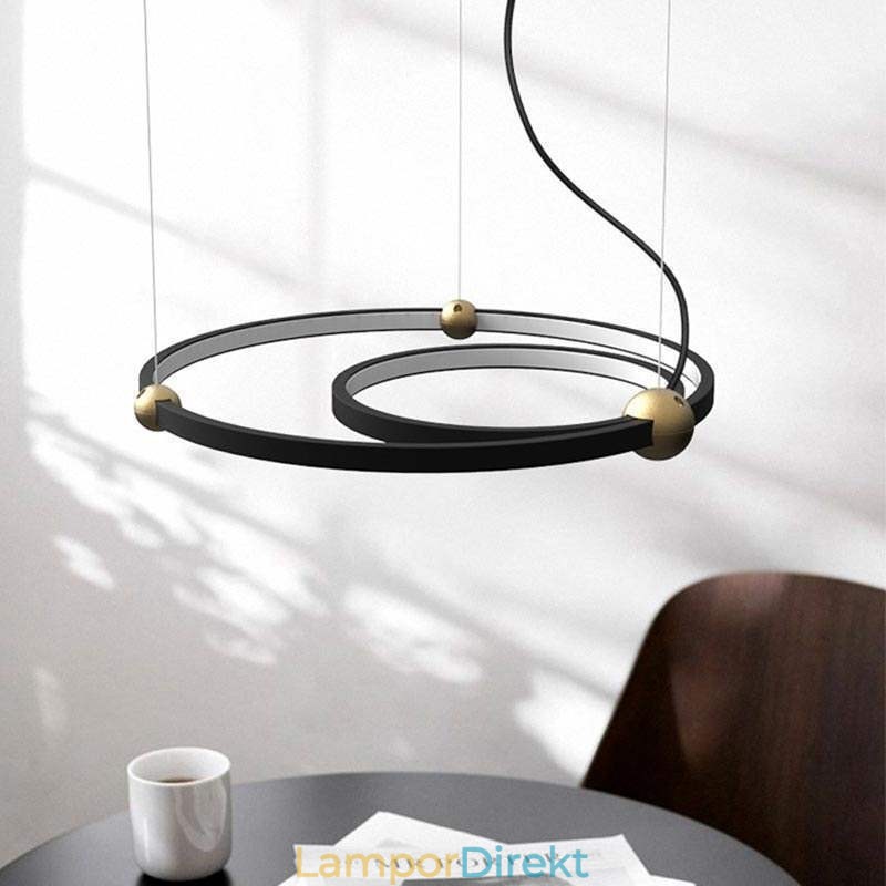 Cirkel Taklampa Svart 2 Ringar