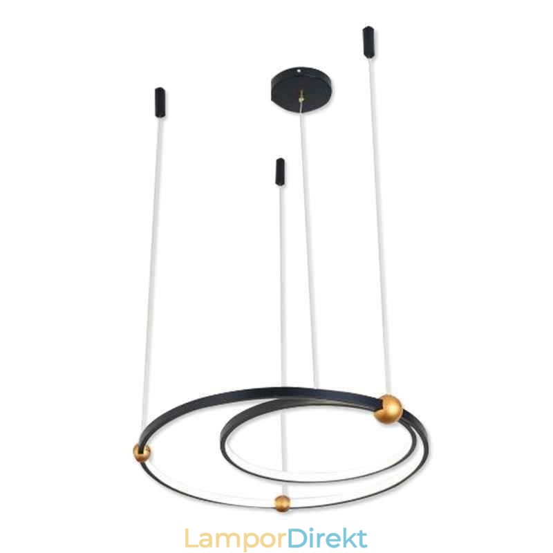 Cirkel Taklampa Svart 2 Ringar