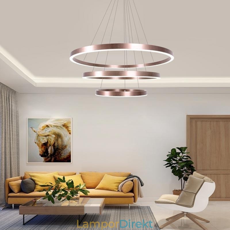 Pendelljus Drawing Craft 3 Ringar Lampa 80+60+40Cm