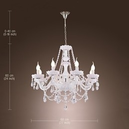 Ljuskrona Vit Kristall Modern Living 8 Lampor
