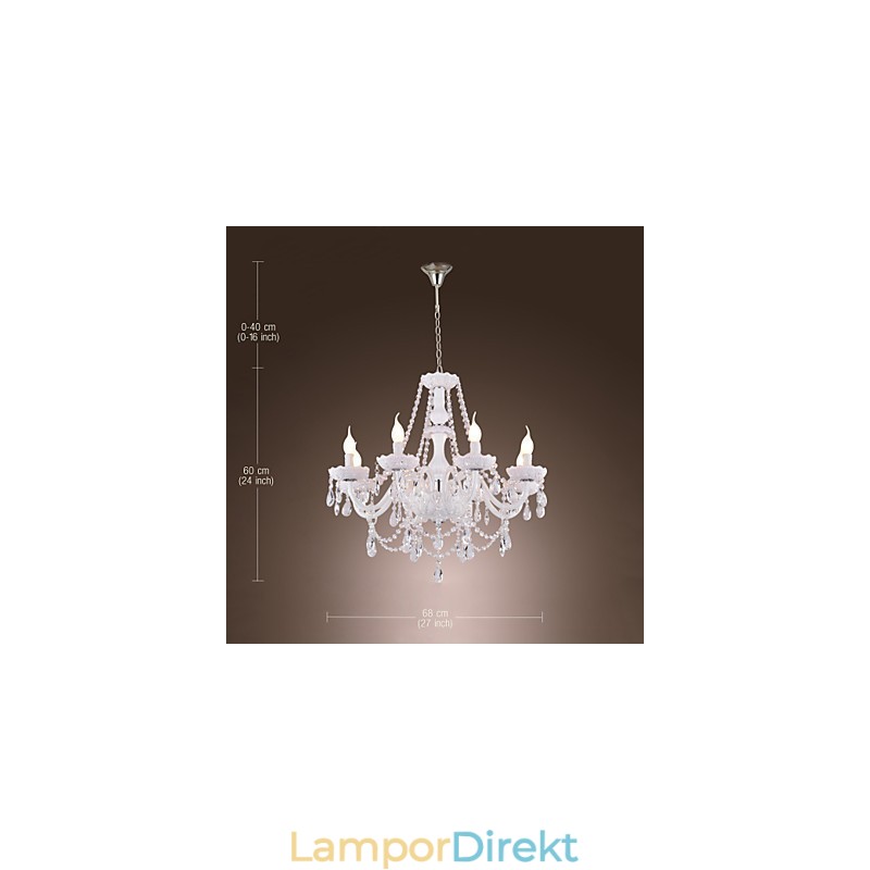 Ljuskrona Vit Kristall Modern Living 8 Lampor