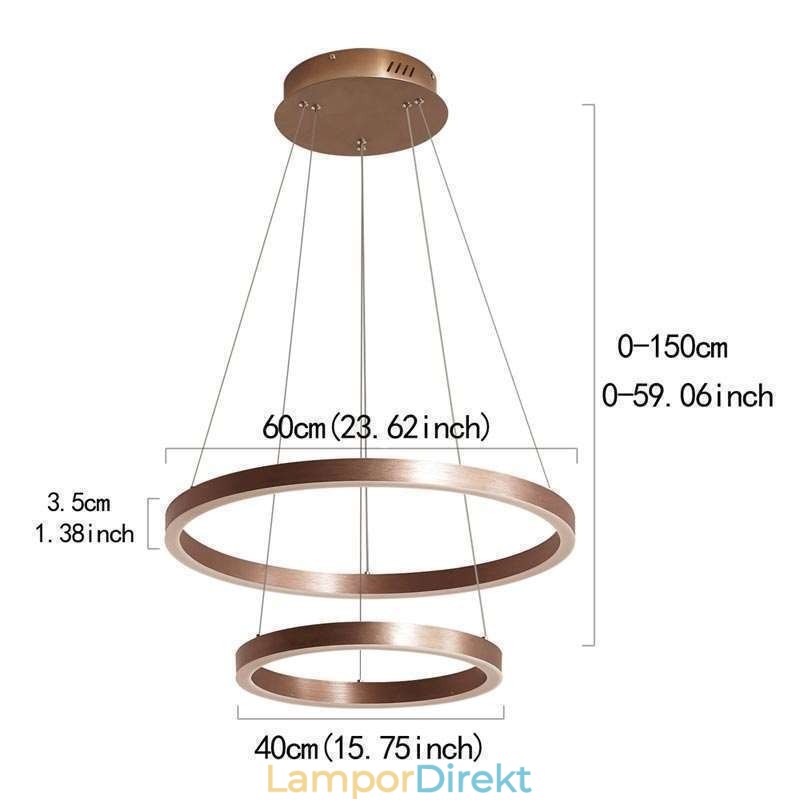 Pendelljus Drawing Craft 2 Ringar Lampa 60+40Cm