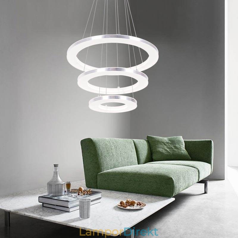 Modern Pendellampa Akryl 3 Ringar Lampa 40+30+20Cm