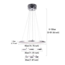 Modern Pendellampa Akryl 3 Ringar Lampa 40+30+20Cm