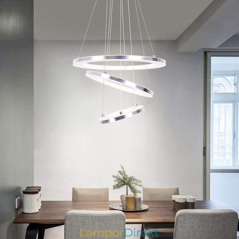 Modern Pendellampa Akryl 3 Ringar Lampa 40+30+20Cm