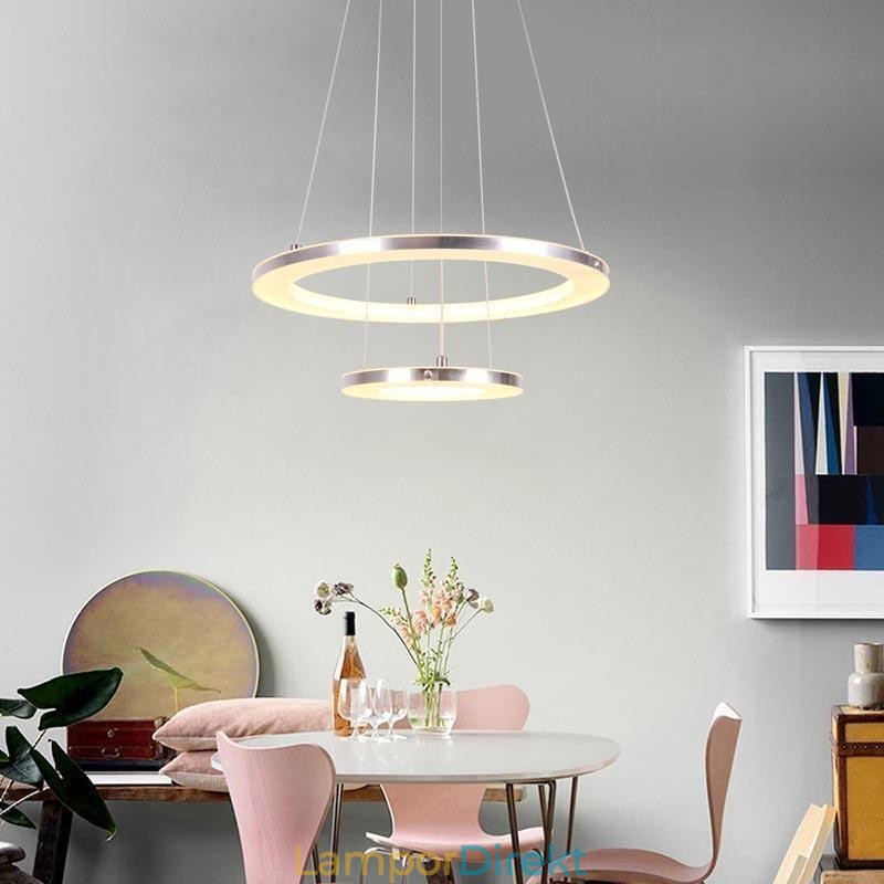 Modern Pendellampa Akryl 2 Ringar Lampa 40+20Cm