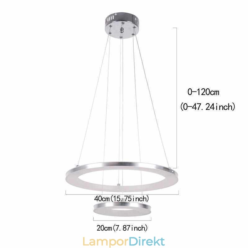Modern Pendellampa Akryl 2 Ringar Lampa 40+20Cm