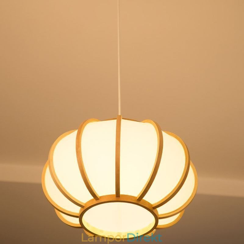 Creative Japanese Bambu Pendel Light Modern Enkel Pendel Light Tearoom Round Light