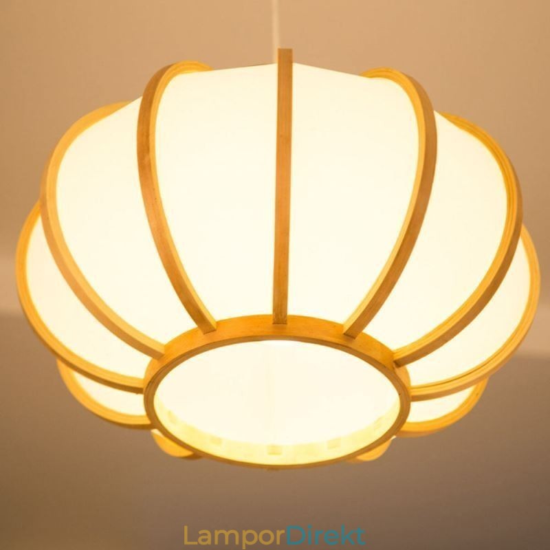 Creative Japanese Bambu Pendel Light Modern Enkel Pendel Light Tearoom Round Light