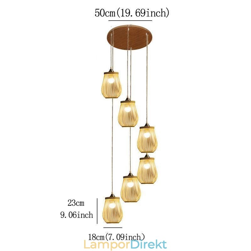 Ihålig Bur Taklampa Modern Bambu Taklampa