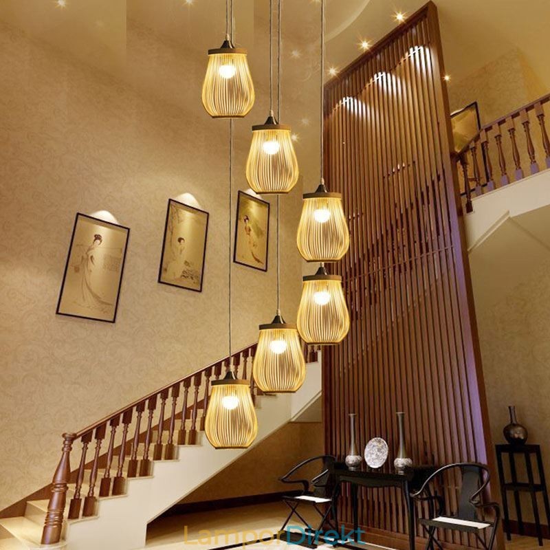 Ihålig Bur Taklampa Modern Bambu Taklampa