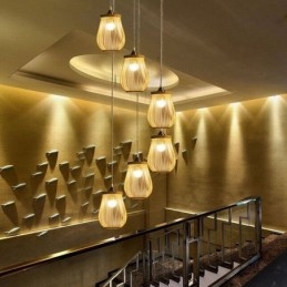 Ihålig Bur Taklampa Modern Bambu Taklampa