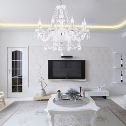 Ljuskrona Vit Kristall Modern Living 8 Lampor