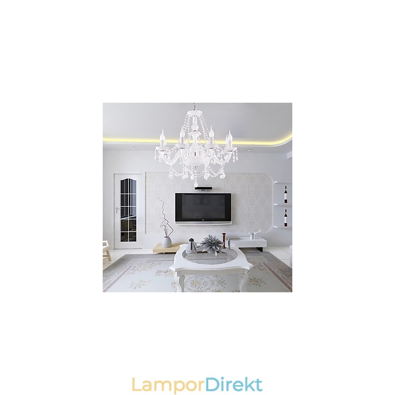 Ljuskrona Vit Kristall Modern Living 8 Lampor