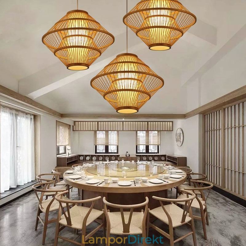 Gyroskop Design Bambu Taklampa