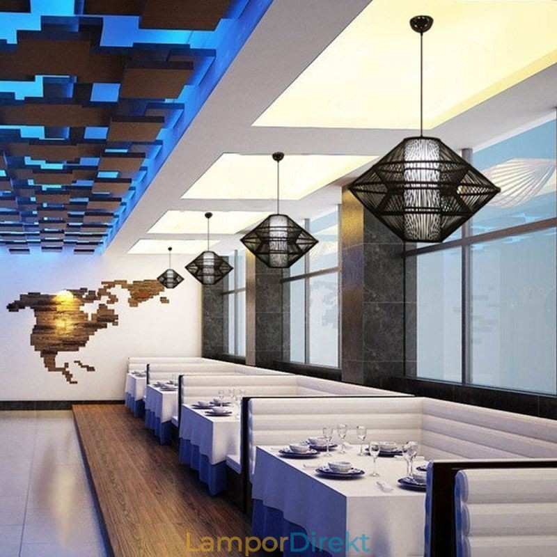 Gyroskop Design Bambu Taklampa