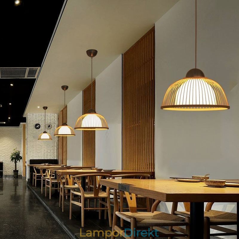 Modern Enkel Nedåtgående Taklampa Special Taklampa I Bambu Vid Sängbelysning