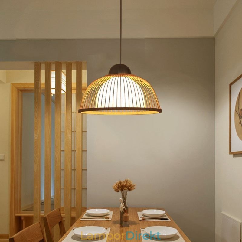Modern Enkel Nedåtgående Taklampa Special Taklampa I Bambu Vid Sängbelysning