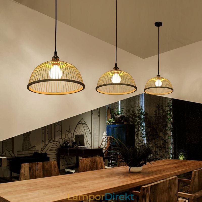 Modern Enkel Nedåtgående Taklampa Special Taklampa I Bambu Vid Sängbelysning