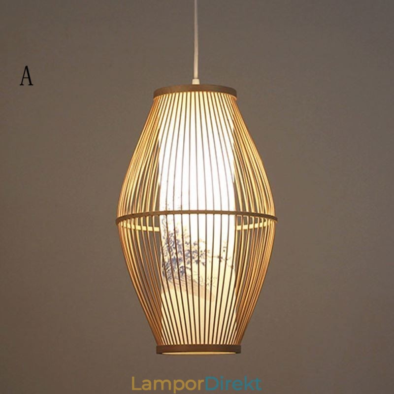 Klassisk Handgjord Taklampa I Bambu