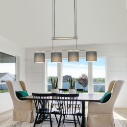 Modern 4-Ljus Taklampa Med Tygskärm Justerbar Höjd